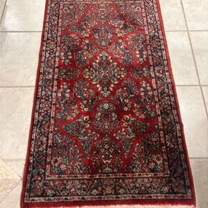 Vintage Karastan Rug 3x5 Red Sarouk #785 Wool Pile Rug 700 Grandmillennial